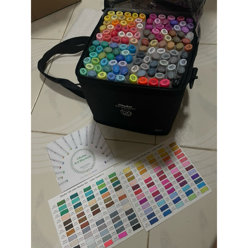 Ohuhu markers รุ่น oahu 120สี (ลองสวอชสีแล้ว1ครั้ง)