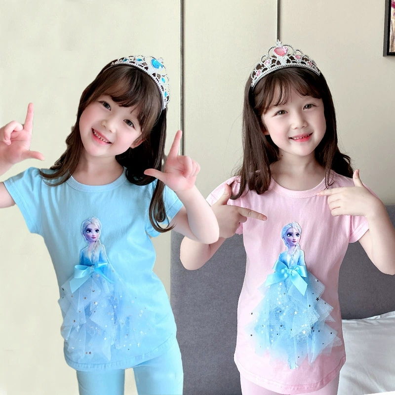 PRINCESS KESLI ชุดเซ็ตเด็กผู้หญิง Elsa ลายการ์ตูนสุดฮิต ชุดเซ็ตเด็กผู้หญิง 1-9 ปี