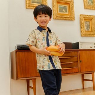 e'clat เสื้อเชิ๊ต คอปก เด็กผู้ชาย1-6ปี ผ้าพิมพ์ลายทั้งตัว เน…