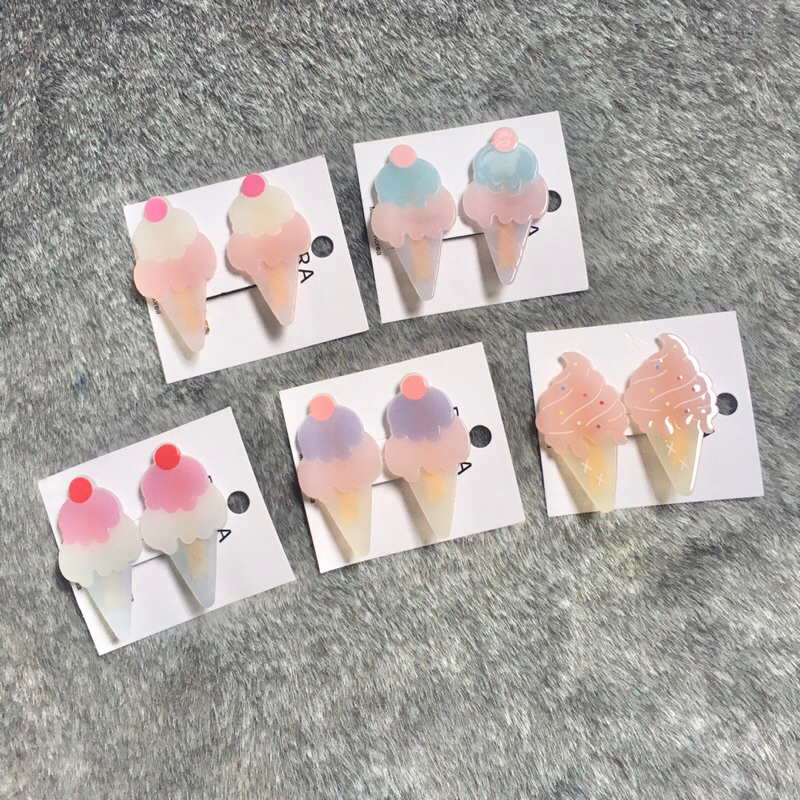 (ราคา/คู่) กิ๊บติดผมน้องไอศกรีม ลายมาใหม่ สไตล์คาเฟ่