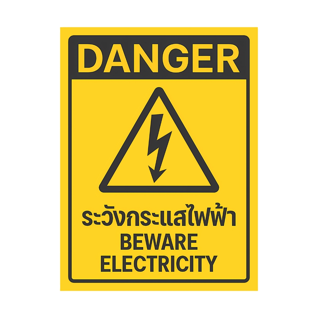 ระวังอันตรายจากไฟฟ้า สติกเกอร์ระวังกระแสไฟฟ้า ป้ายเตือนไฟฟ้าแรงสูง 6x8 cm. 3M แท้ - รูปที่ 3