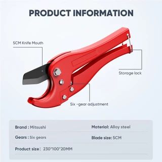 Mitsushi Pipe Cutter กรรไกรตัดท่อ PVC คีมตัดท่อ 32/42mm กรรไกรตัดท่อพีวีซี 8/9 นิ้ว ปลายด้ามจับมีตัวล็อค