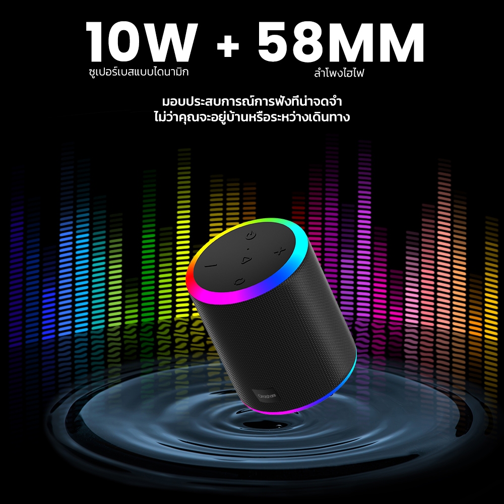 Orashare BS15 ลำโพงบลูทูธ 5.1 ลำโพงพกพา TWS กันน้ำระดับ 6 เล่นเพลงได้10ชั่วโมง แบตเตอรี่ 1800mAhพร้อมไฟ RGB - รูปที่ 2