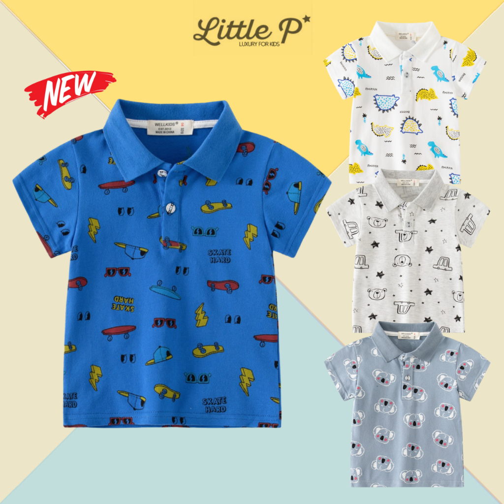 ส่งฟรี ใหม่ เสื้อโปโลเด็กชาย เสื้อผ้าเด็ก อายุ​ 1-7 ปี By Little.P