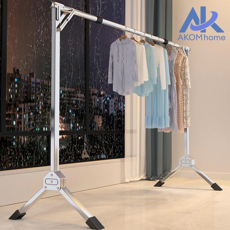 ราวตากผ้า ราวตากผ้าพับได้ 120-160cm ความยาวที่ปรับขนาดได้ พับเก็บได้ รอยเท้าขนาดเล็ก X Drying Rack