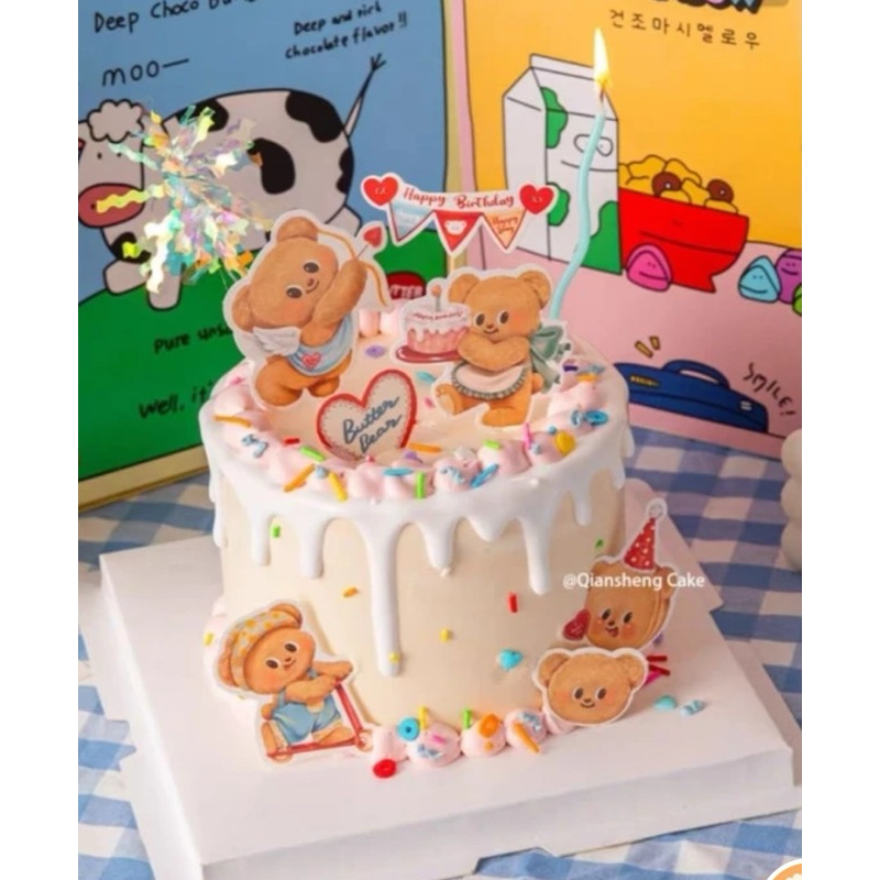 ปักแต่งเค้กเซตหมีเนย (สั่งขั้นต่ำ50บาทค่ะ)
