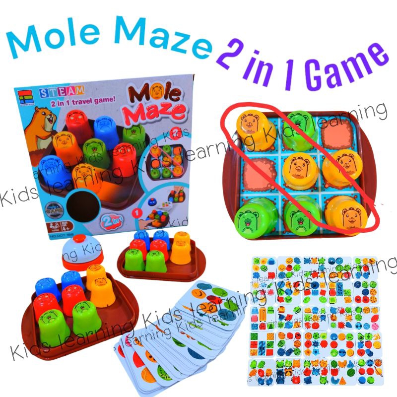 Kids learning Mole Maze 2in1 Game เกมส์เลื่อนสีตามการ์ด เกมส์OX เกมส์ครอบครัว เกมส์แข่งเลื่อนสี