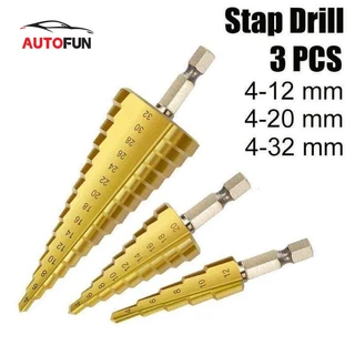 ดอกสว่าน ชุดดอกเจดีย์ ดอกเจดีย์ ทรงเจดีย์ เคลือบไททาเนี่ยม เจาะรู ขยายรู Step Drill 4-12mm / 4-20mm / 4-32mm