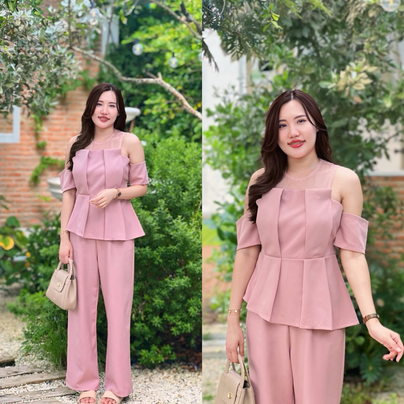 AN211ชุดเซตจีบซีทรูคล้องแขน ผู้หญิง Lady