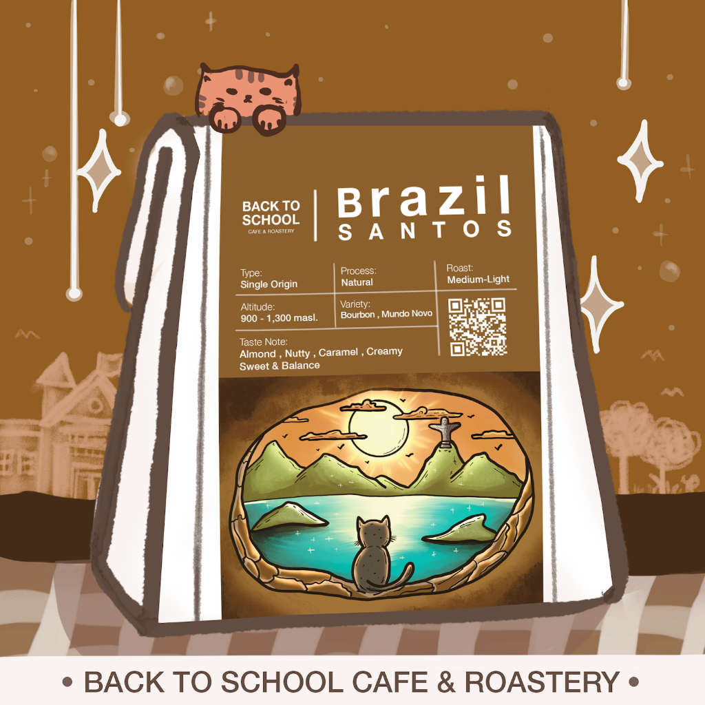 เมล็ดกาแฟคั่ว Brazil Santos (Natural)