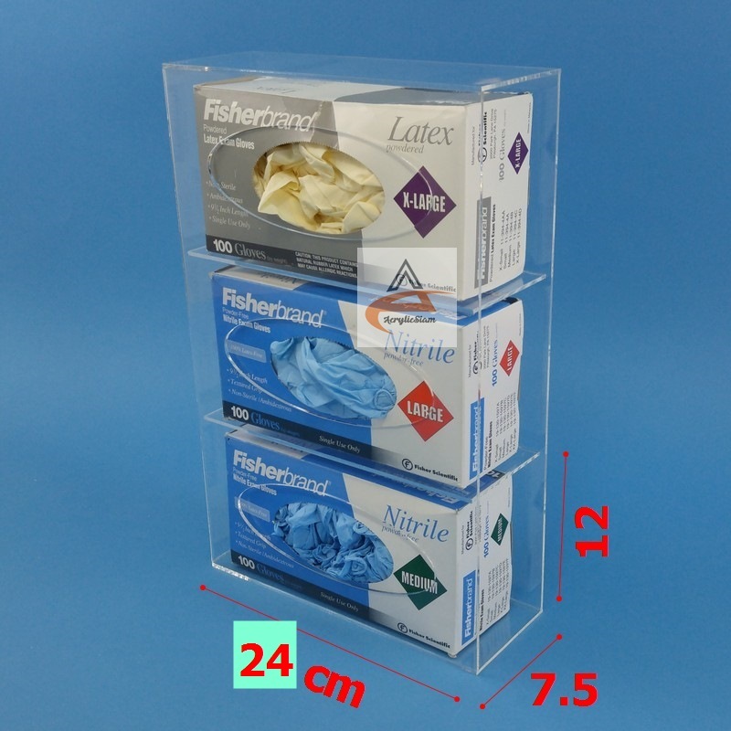 งานผลิตในไทย อ่านขนาดก่อนสั่ง!!!! กล่องอะคริลิคใสใส่ถุงมือแพทย์ แบบวางใส่ทั้งกล่อง ใช้แขวนผนังหรือวางตั้งโต๊ะได้