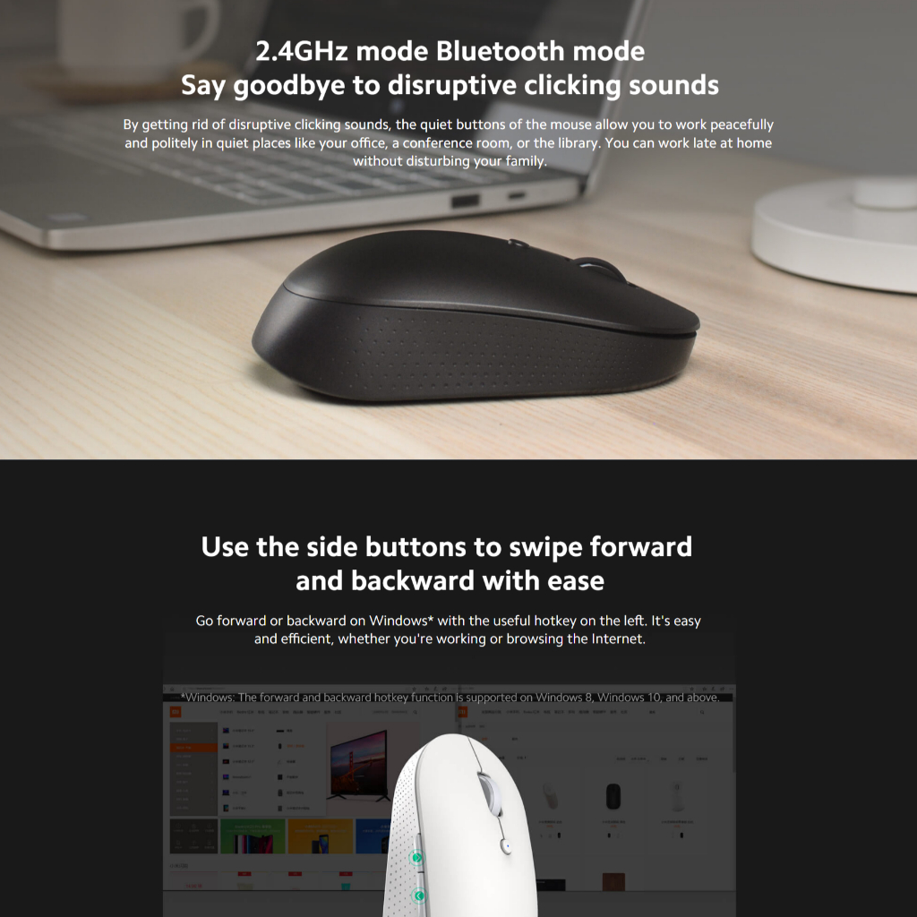 Xiaomi Mi Dual Mode Wireless Mouse Silent Edition เมาส์ไร้สาย I เมาส์บลูทูธ I ปิดเสียง เมาส์ I รับประกันศูนย์ไทย 1 ปี - รูปที่ 2