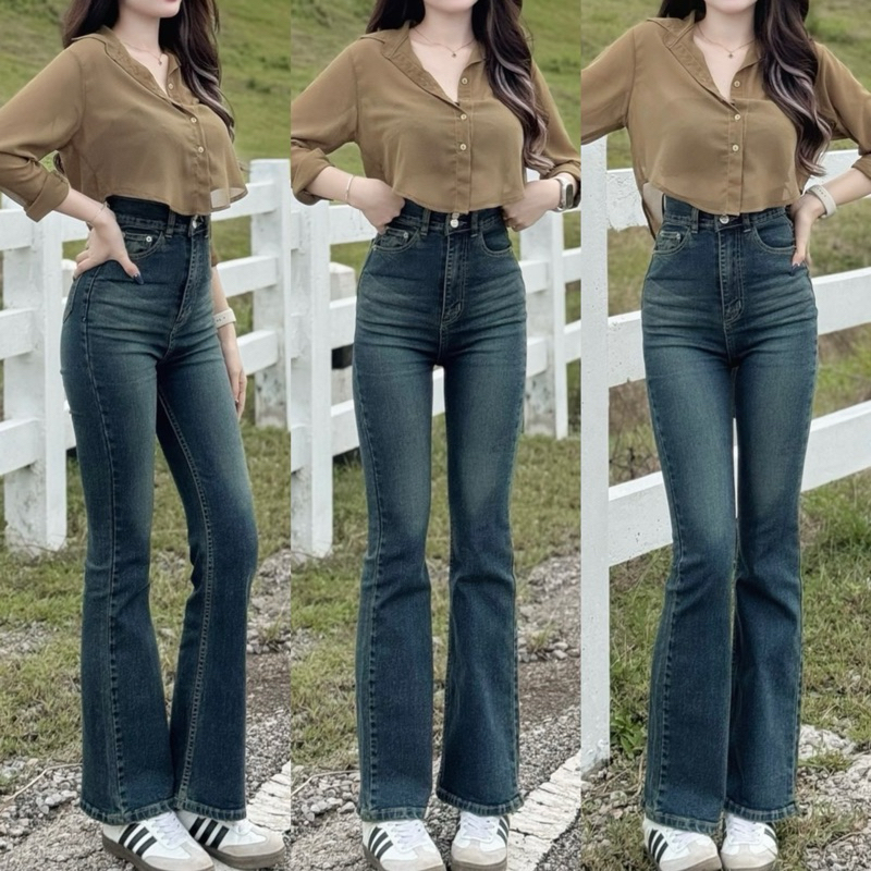 กางเกงยีนส์ SIRINAN STUDIO กางเกงยีนส์ขาม้า (สีมาใหม่) ผ้ายืดนิ่มเก็บพุงดีสุด