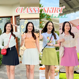 CHABABEL🌺𝑪𝒍𝒂𝒔𝒔𝒚 𝒔𝒌𝒊𝒓𝒕 กระโปรงทรงเอจีบพลีทหน้า S-2XL