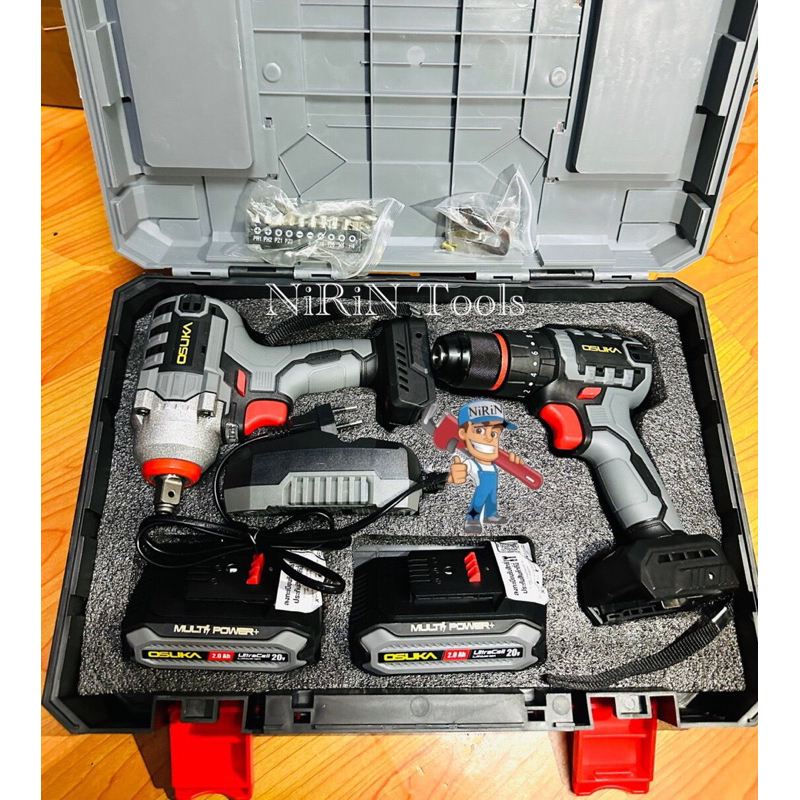 OSUKA สว่านไร้สาย 3 ระบบ รุ่น OCHD802-D2 มาพร้อม บล็อกแบต รุ่น OSID-LT-520 ชุดคู่สุดคุ้ม แบตเตอรี่ 2.0Ah 2ก้อน