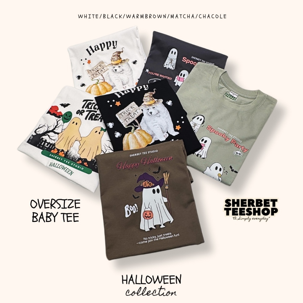 New-เสื้อยืดOversize/babytee ลายฮัลโลวีน HALLOWEEN2024 /แบรนด์ sherbet.teeshop