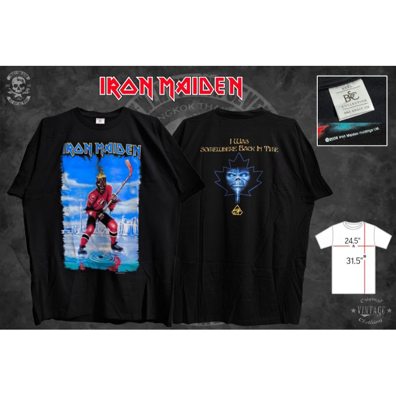 เสื้อวงแท้ Iron Maiden “I Was Somewhere Back In Time” 2008 T-Shirt (*Rare*)(*Dead Stock​*) ใหม่มือหน