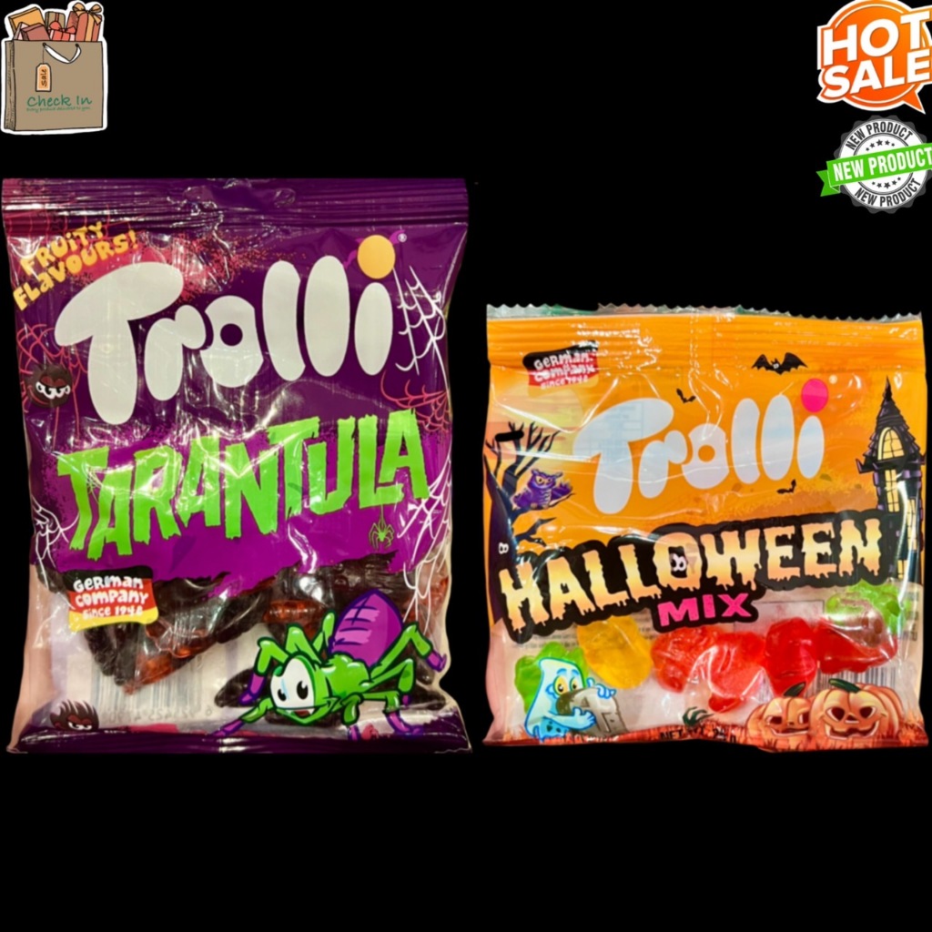 ของแท้ Trolli Tarantula , Halloween Mix ทรอลลี่ ทารันทูล่า , ฮาโลวีน วุ้นเจลาติน สำเร็จรูป กลิ่น ผลไม้ เยลลี่ เจลลี่