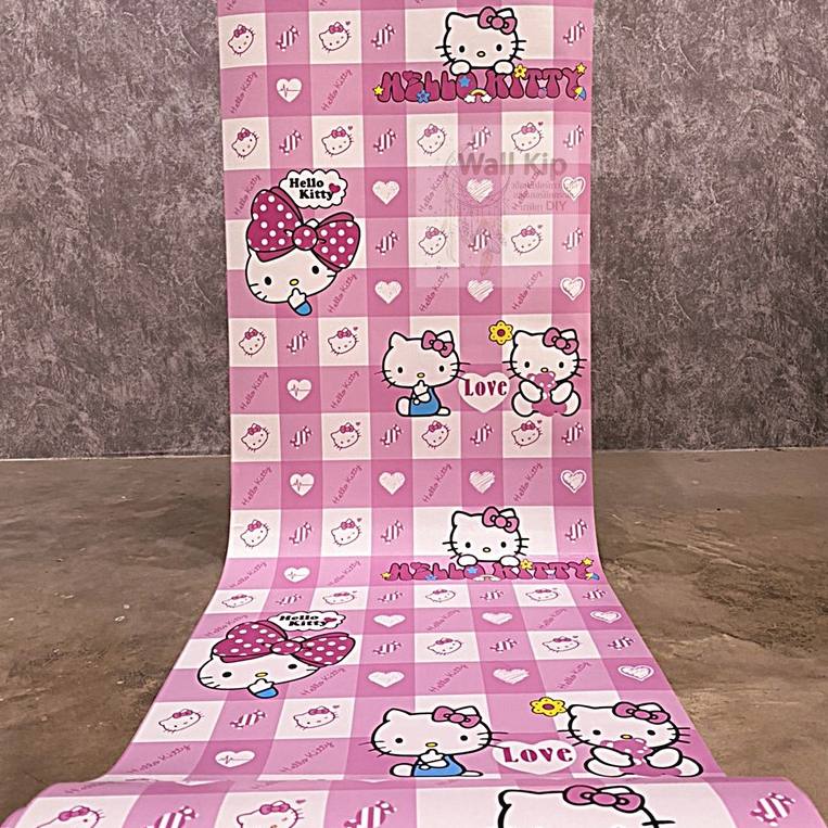 (ส่งฟรี มีโค้ดลด) Wall Kip วอลเปเปอร์ คิตตี้ ติดผนัง สติ๊กเกอร์ มีกาวในตัว ติดเองได้