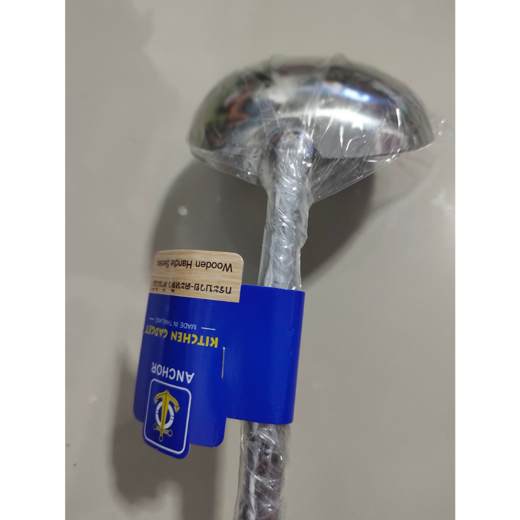 กระบวยสแตนเลส ด้ามไม้(ปิดร่อง)ขนาด4