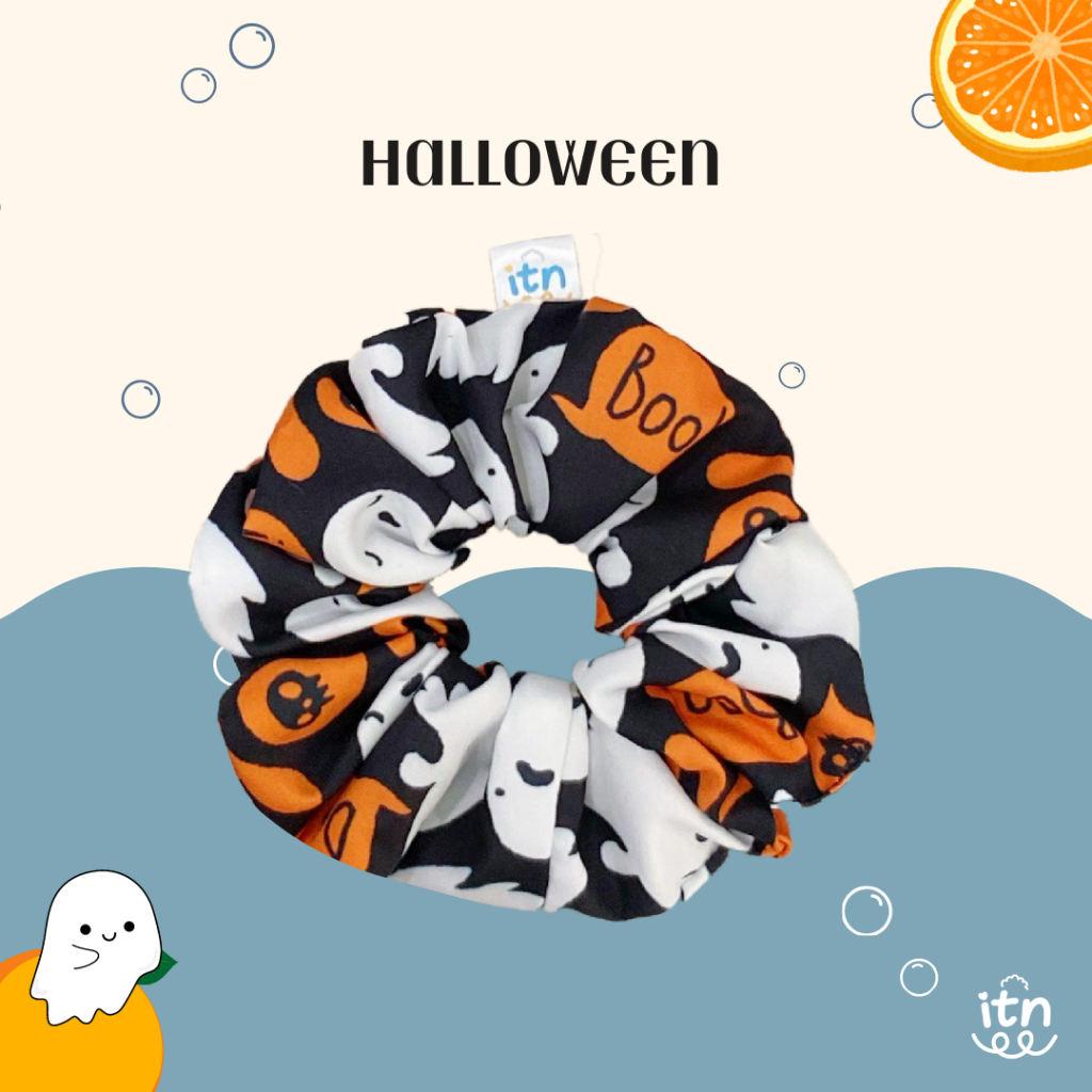 ลด 50% ขั้นต่ำ 150 บาท แฮนเมด ⭑🕸🦇🕸๋࣭ ⭑ ยางรัดผมโดนัทไซส์ L รุ่นฮาโลวีน - Halloween Donut scrunchies