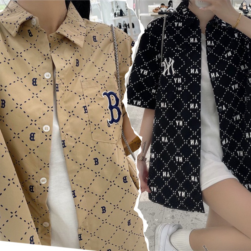 พร้อมส่ง เสื้อเชิ้ตMLB ทรงOversize เสื้อเชิ้ตคอปกNY ใส่ได้ทั้งหญิงและชาย งานปัก ตรงปก ผ้านิ่ม ใส่สบา