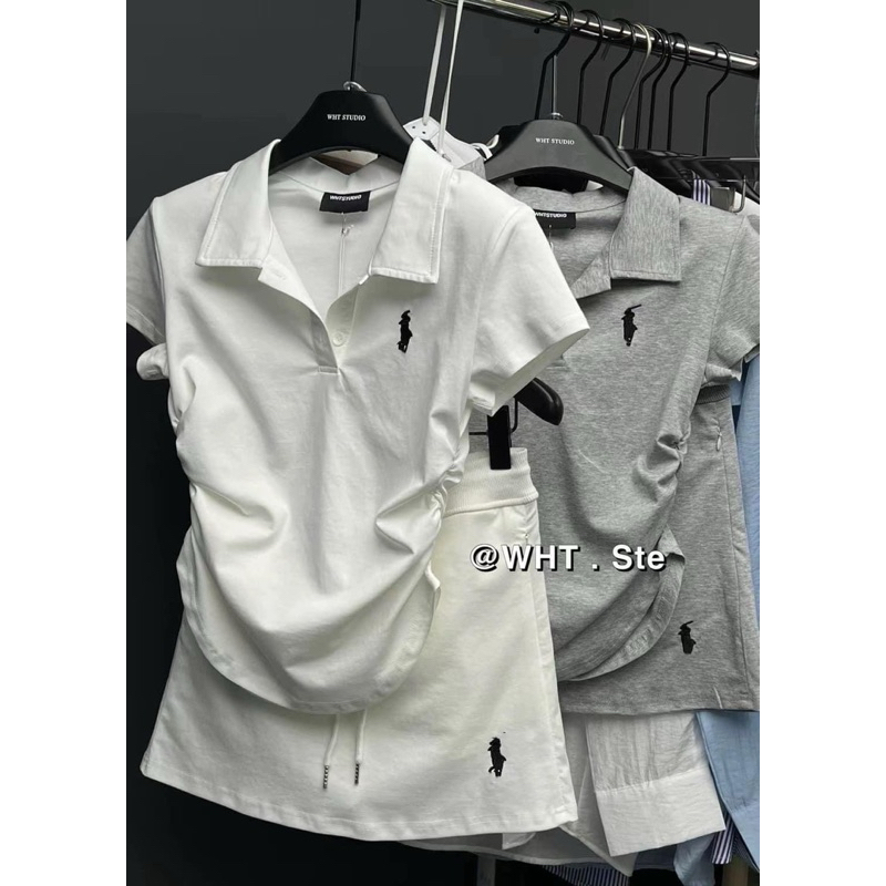 พร้อมส่ง ชุดเ็ต 2ชิ้น เสื่อ+กระโปรง ลุคสาวสปอร์ตสุดๆ Set polo ผ้าเกล็ดปลา ทั้งชุดงานปังมาก พส เกาหลีสุด