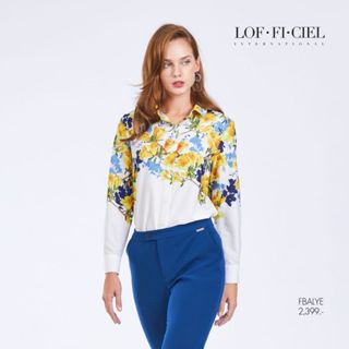 LOF-FI-CIEL เสื้อเชิ้ตผู้หญิงแขนยาว Daylily สีเหลือง พื้นขาว…