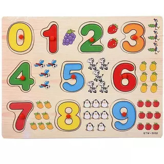 Babypartys จิ๊กซอว์ไม้ ขนาด30x22ซม. ของเล่นไม้หมุดแดง ของเล่นพัฒนาการเด็ก ของเล่นจุกไม้