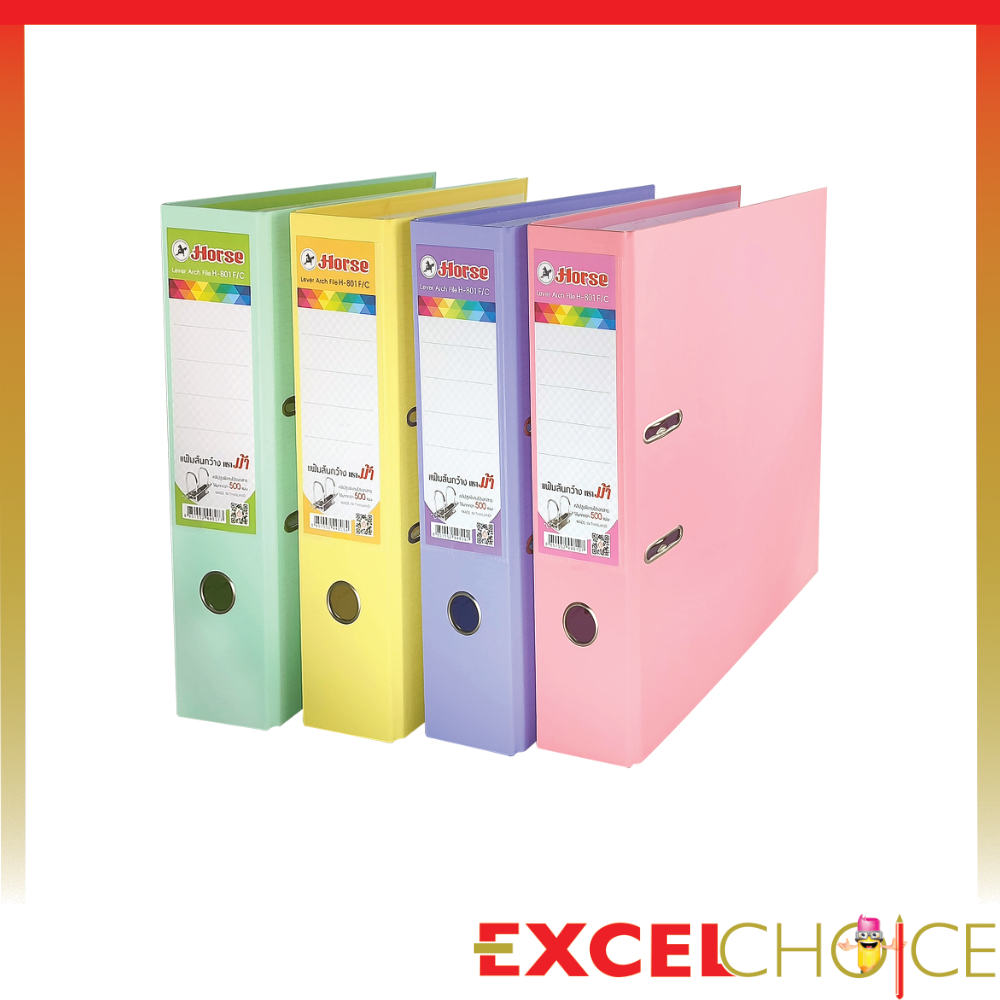 ตราม้า แฟ้มสันกว้าง 3 นิ้ว สีพาสเทล F/C H-801 สีพาสเทล Horse