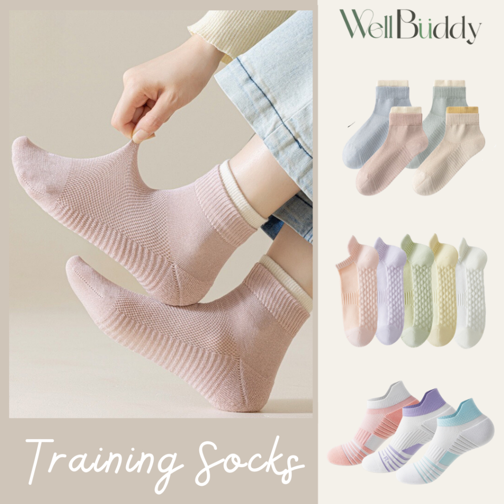 WellBuddy ถุงเท้าออกกำลังกาย ถุงเท้ากีฬา ถุงเท้าวิ่งผู้หญิง มากกว่า 10 แบบ (Women Training Socks)