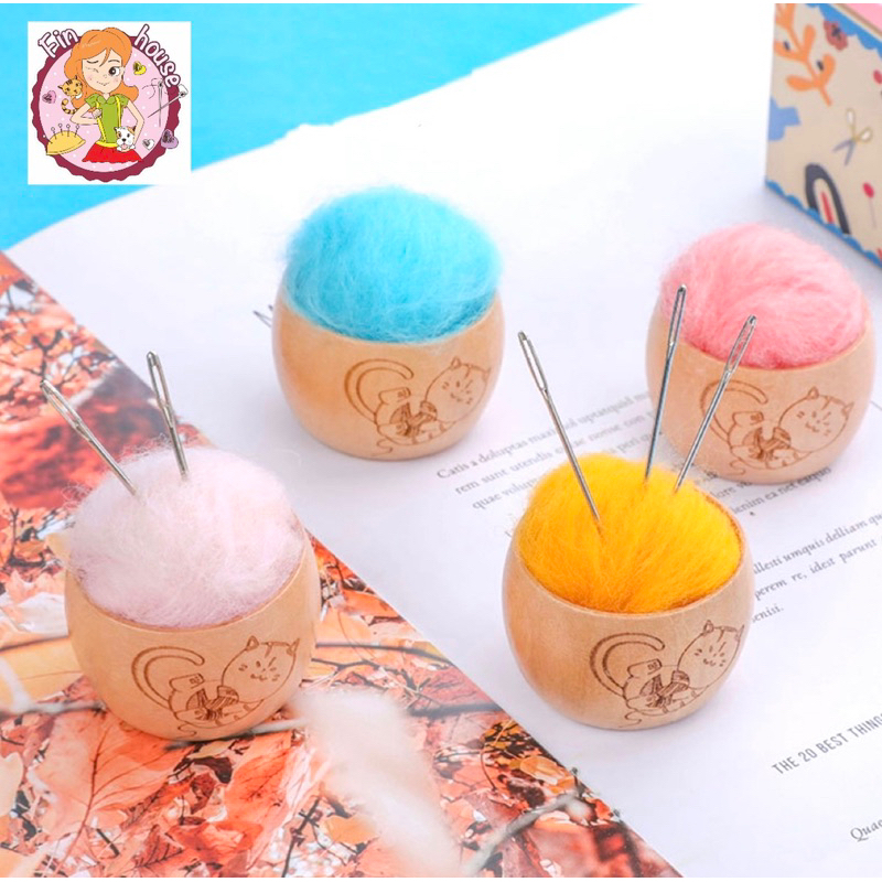 🧸หมอนปักเข็มเย็บผ้า ถ้วยหมอนปักเข็มลายน่ารัก Cushion Pin Pad Storage Case for Handcraft DIY Projects🪡🧵