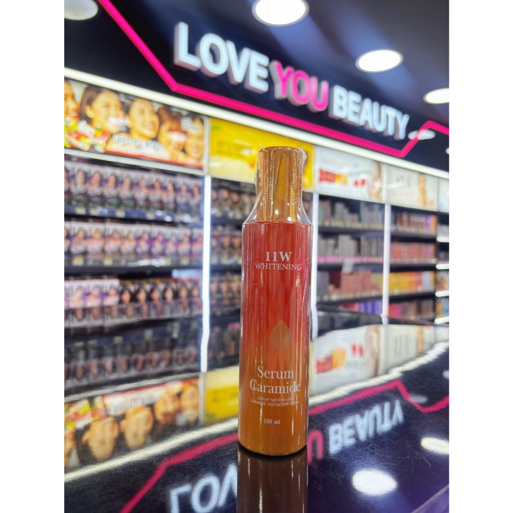 [แบบขวดแก้ว] เซรั่ม 11W เซราไมด์ กลูต้าโกลว์ 11W Whitening Caramide Glutaglow Serumc บำรุงผิว 100ml.