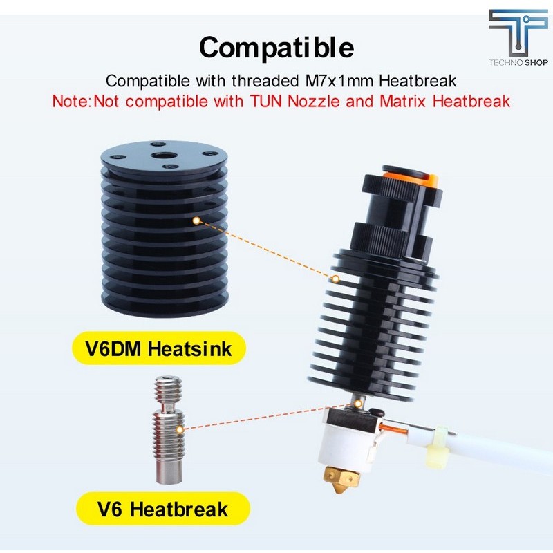 TRIANGLELAB V6DM Heatsink Compatible with V6 heatbreak threaded M7x1mm V6 Heat block FOR VORON 3D