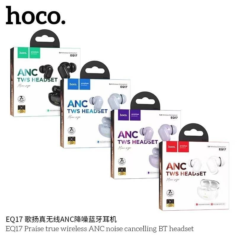 Hoco EQ17 หูฟัง bluetooth ไร้สาย TWS BT 5.4 ตัดเสียงรบกวนใช้งานต่อเนื่อง 7 ชั่วโมงแท้ 100%