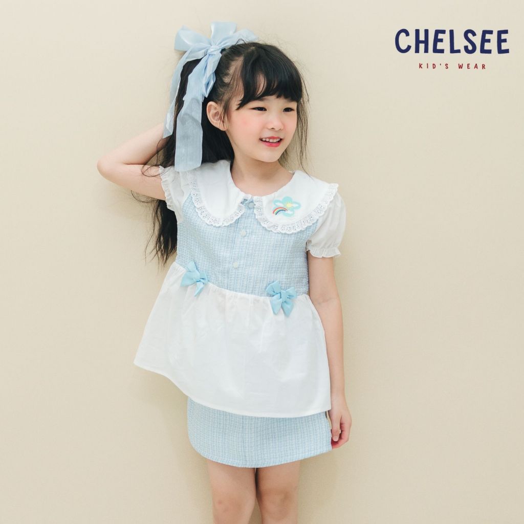Chelsee กระโปรงสั้น เด็กผู้หญิง รุ่น 238096 แต่งกระเป๋าหน้า ผ้า Woven 100%Cotton อายุ 1.5-10 ปี กระโปรงเด็ก