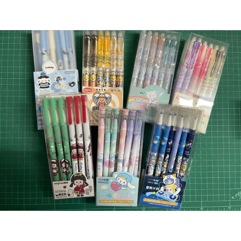 (12ด้าม) ปากกาลบได้ แบบกด แบบปลอก ลายน่ารัก
