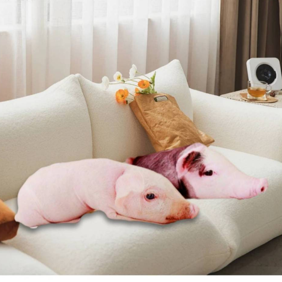 สินค้าพร้อมส่งในไทย หมอนอิง หมอนพิง หมอนลายหมู หมอนหมู3มิติ หมูสีชมพู หมอนหมูสีชมพู ทรงยาว