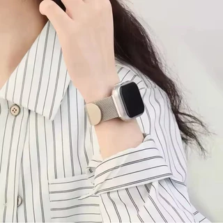 สายแม่เหล็ก เลสล็อค 49/41/42/46/45mm สไตล์นาฬิกาสำหรับ iWatch 10 9 ultra 8 7 6 SE 5 4 สแตนเลส,สายสําหรับ Apple Watch