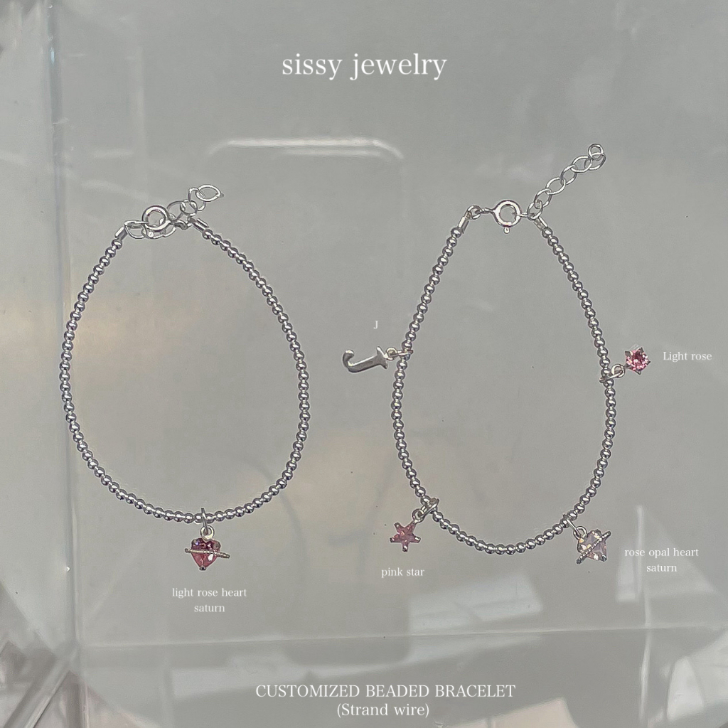 SissyJewelry // กำไลข้อมือเงินแท้ รุ่น Customized beaded bracelet (เอ็นแข็ง+ตะขอ) Free gift box