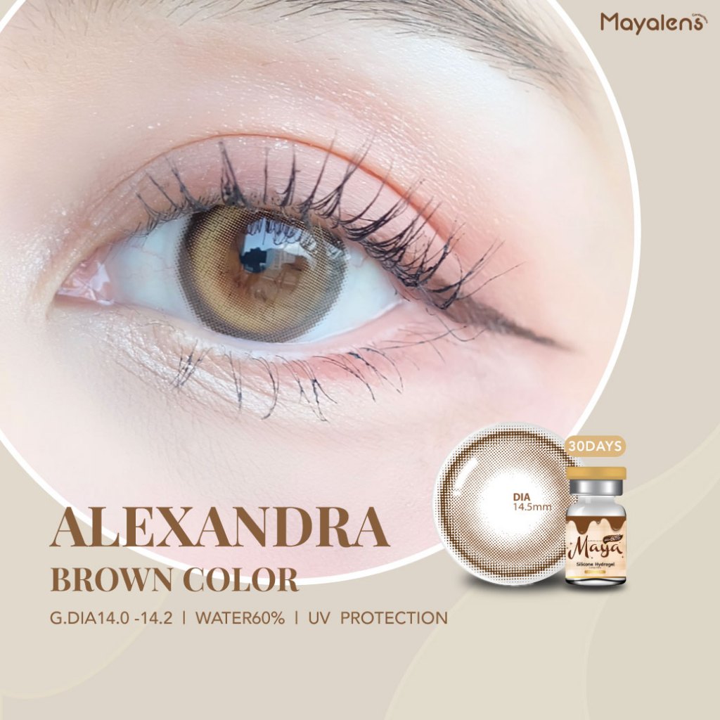 🔥คอนแทคเลนส์Silicone Hydrogel ค่าอมน้ำ 60%💕ขนาดมินิ💕Alexandra (Mayalens Premium)