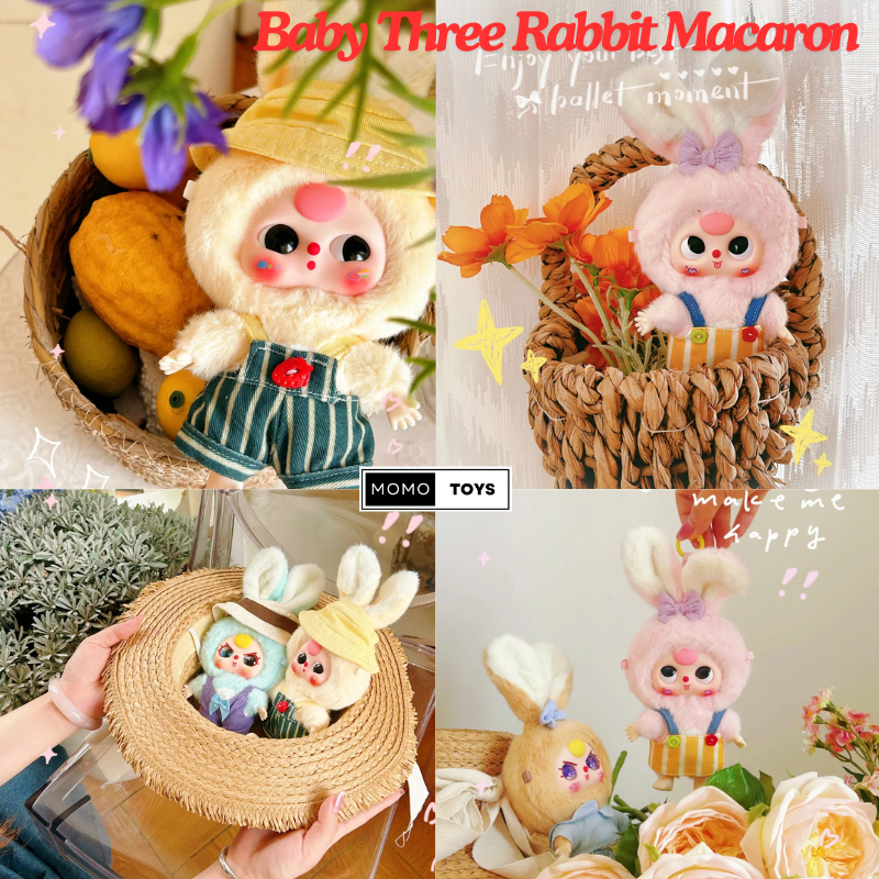 🔴ยกบ็อก(6 ตัว)🔴 🔥โค้ดแฟชั่นลด30%🔥พร้อมส่งในไทย🔥Baby Three Rabbit Macaron กระต่าย พวงกุญแจ