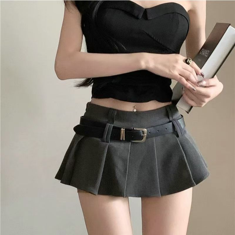 เอวสูงผ้ายืด มีสไตล์และใช้งานได้หลากหลาย กระโปรงอัดพลีท กระโปรงทรงเอ กระโปรงสั้นมินิ - รูปที่ 2