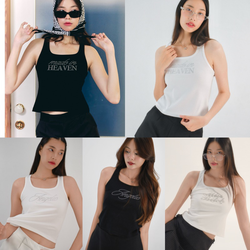 BEMYCHIC Wink tank top เสื้อ tankงานเพชร เสื้อกล้ามรีดเพชร