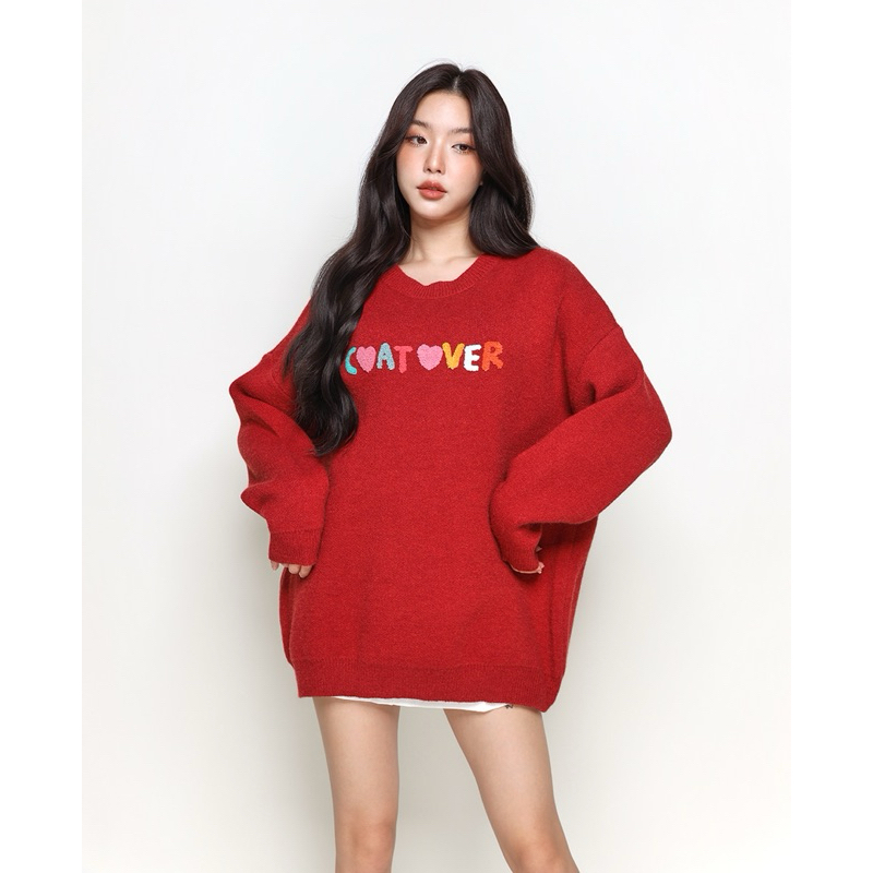 เสื้อ Sweater ยี่ห้อ Coatover สีแดง