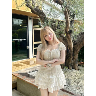 🌟Mamildya.shop🌟 เสื้อแขนตุ๊กตา ผ้าลินินแท้เนื้อดีสุดๆๆ แต่งลูกไม้ช่วงอก/K2-2 /NUSA-เหลี่ยม