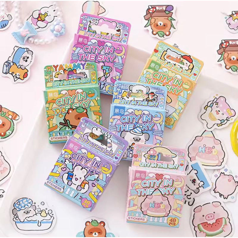 ชุดสติกเกอร์ 40 ชิ้นต่อกล่อง สติกเกอร์ DIY