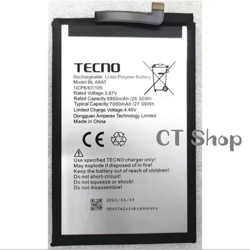 แบตเตอรี่ Tecno POVA 2 / LE7 (BL-68AT) Mobile Phone Battery 7000mAh bl68at 68at BL-68AT แบต Tecno PO