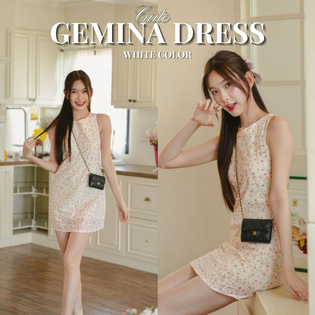 DR0451 LABELLE รุ่น Gemina เดรสลายดอกไม้น่ารัก