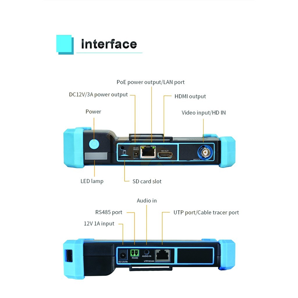 เครื่องทดสอบกล้องวงจรปิด จอเทส 8MP ขนาด 5 นิ้ว รุ่น 5100-PLUS มีแบตในตัว พร้อมปากกาเทสสาย
